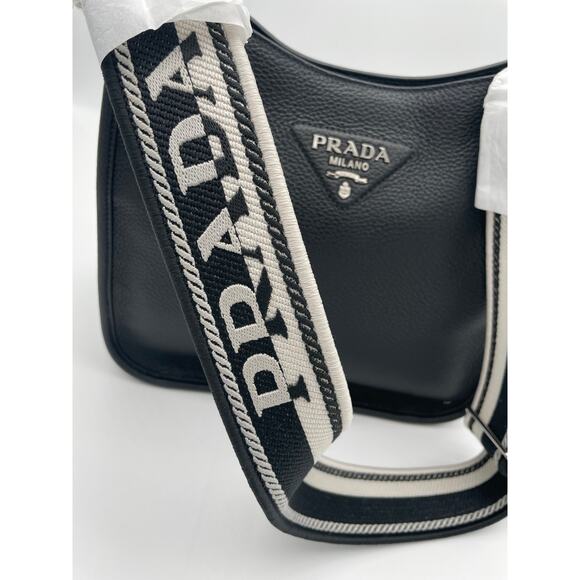 $3200 PRADA BLACK LEATHER HOBO SHOULDER BAG PURSE AUTH! Used once - Picture 7 of 16